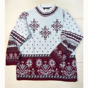 Vintage 90's Xmas Snowflake Jessica Roberts Sweater Mock Neck Patterned XXL